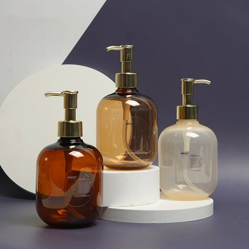 300ml 500ml PLAN PLASTIK Amber Pusingan Kekosan Badan Kekosan Botol Botol Gold Pet Lose Pam Botol Shampoo