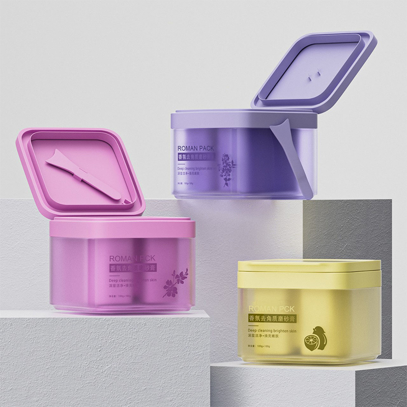 150g 300g plastik persegi kosong Kosmetik Kotak Kotak Kotak Badan Butters Butters Jar Container Pelembap Sunscreen Dengan Sudu