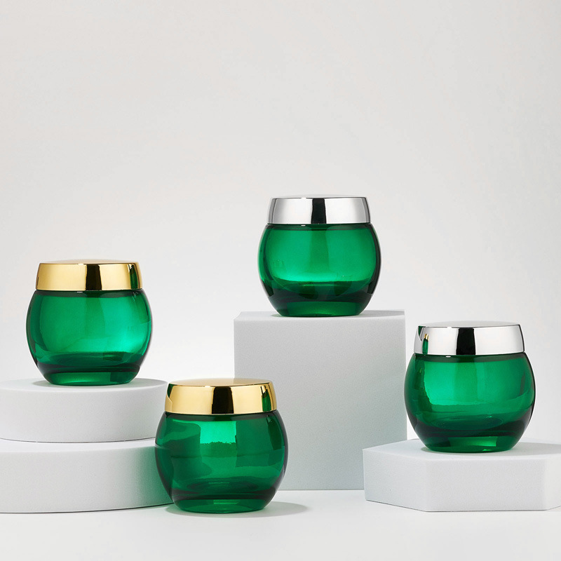 Balang kaca kosmetik kaca telus hijau balang losyen badan