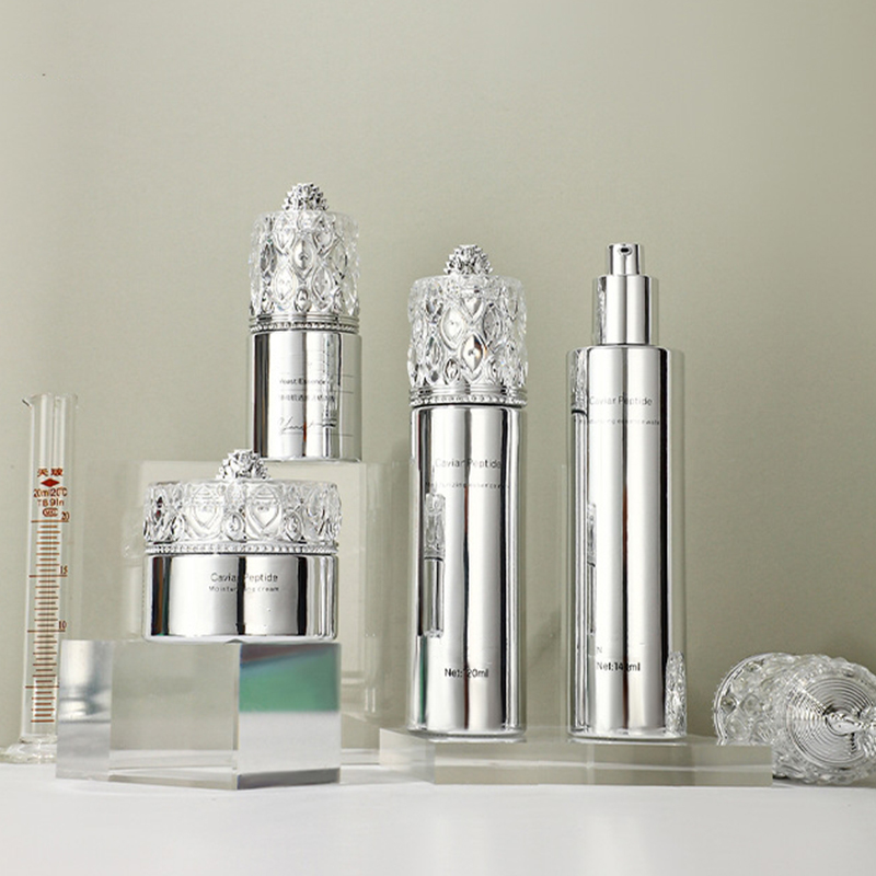 Logo Frosting Glass Lotion Bottles Facial Masker Penjagaan Kulit Pembungkusan Bekas Botol Kaca Krim
