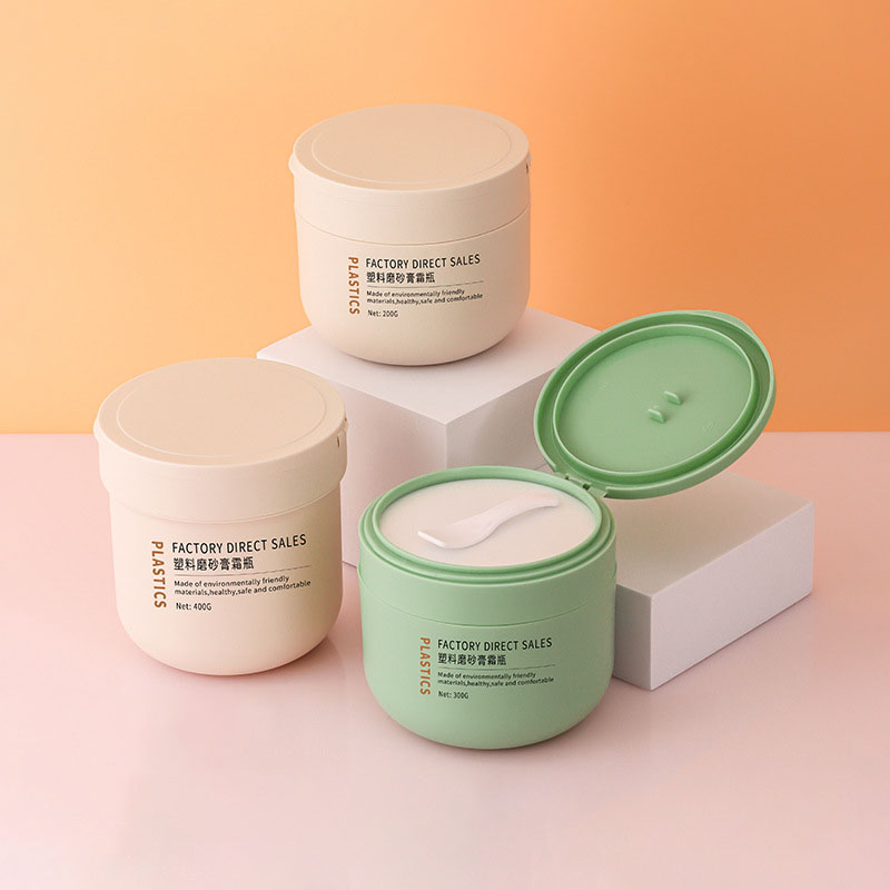 200g 300g 400g Plastik Frosted Round Cosmetic Skincare Mask Cream Jar Whitening Mengeluarkan Container Sunscreen Freckle Dengan Sudu