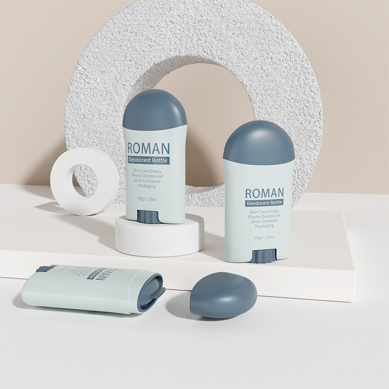 Plastik PP Cosmetic Screen Printing Twist Up White 40g Stick Container Tube Matte Deodoran Roll On Botol