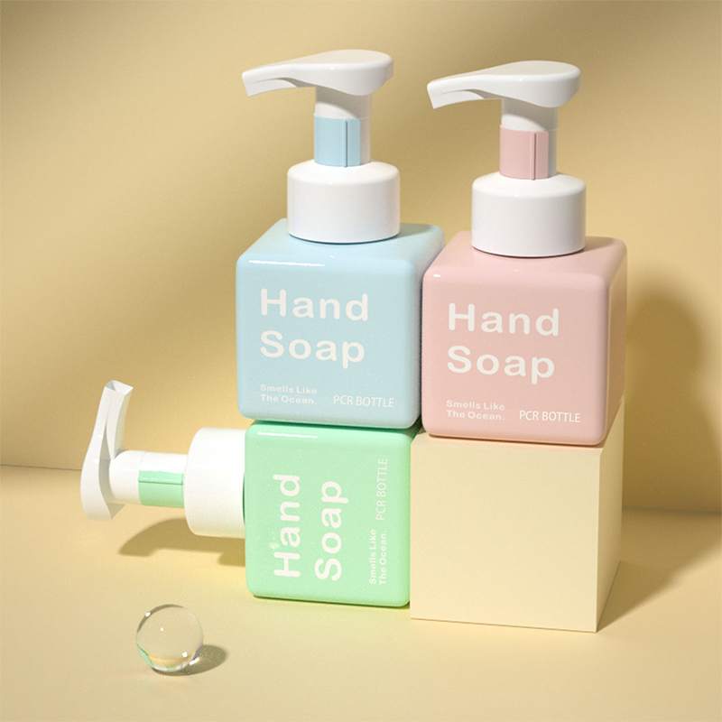 PCR 250ml Square Facial Cleanser Dispenser Dispenser Plastik Tangan Plastik Botol Basuh Basum dengan Pam Foam