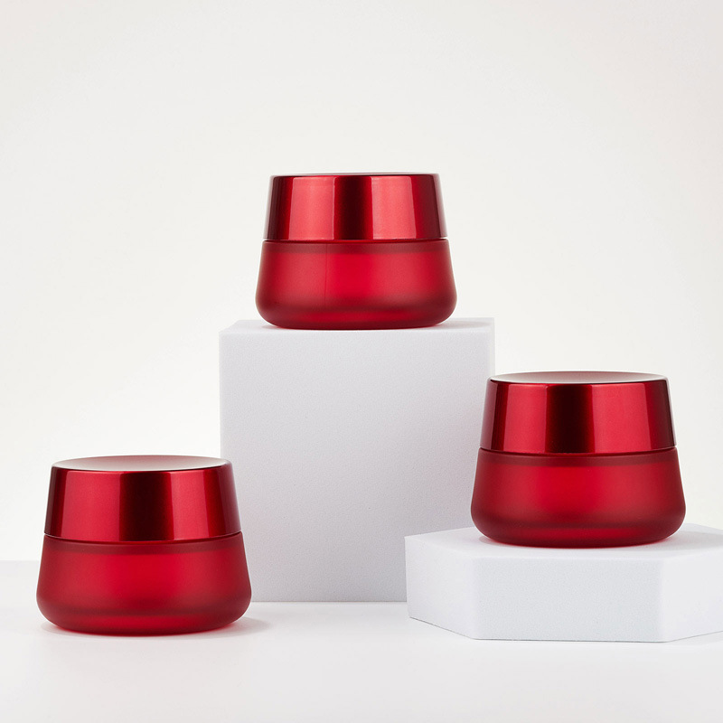 Balang krim krim merah kosmetik bulat balang kaca kosong