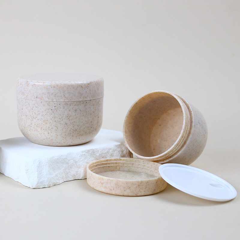 Gandum Jerami Jari Jar Bulat Lebar 80g 120g 200g 250g Botol Kulit Kulit Kulit Kosmetik Kosmetik Bekak Krim Dengan Lids