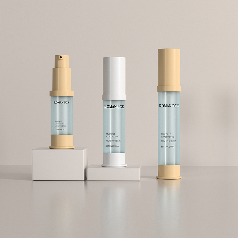 15ml 30ml 1oz Frosted Pump Airless Bottle Blue Slim Shape Cylinder Tall Cosmetic Cream Gel Untuk Wajah Serum Losyen Gel