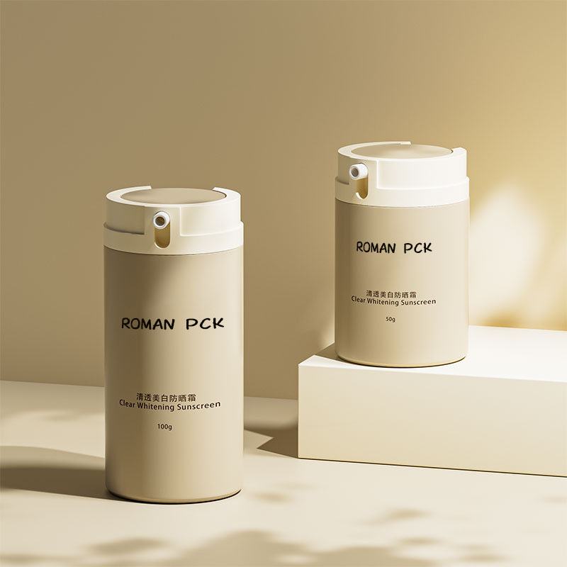 30ml 50ml beige losyen tanpa udara pam Sunscreen Cream Bottles untuk topeng muka serum kulit