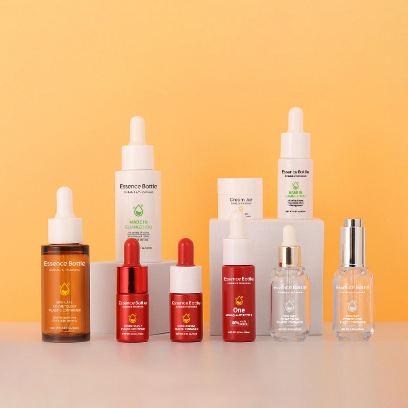 Fesyen Amber Clear 10ml 15ml 20ml 30ml 40ml 50ml Silinder Silinder Plastik Kecil Botol Serum Minyak Essential Untuk Kosmetik