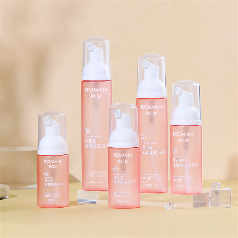 50ml 80ml 100ml 120ml 150ml 200ml sabun dispenser botol berbuih botol Frosted Pet Gradien Pink Facial Cleanser Mousses Bottle Shampoo Shower Gel Foam Pump Botol