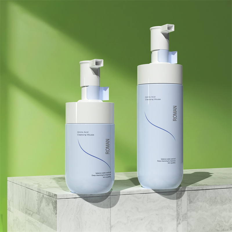 Label Peribadi Muka Wajah Pemutihan Foamer Pembersih Lembut Mousse Bubble Cleanser Blue Pet Foam Botol Pam 150ml 200ml 300ml