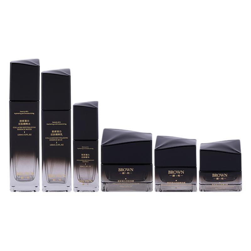 Balang krim kaca persegi yang unik dengan reka bentuk tudung yang dibangkitkan untuk pembungkusan kosmetik Balang krim kaca persegi yang unik dengan reka bentuk tudung yang dibangkitkan untuk pembungkusan kosmetik