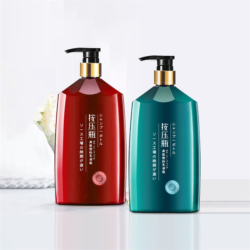 500ml 800ml Plastic Pet Frosted Oval Flat Bottle untuk Lotion Shampoo Shower Gel Face Cream With Pump Seal