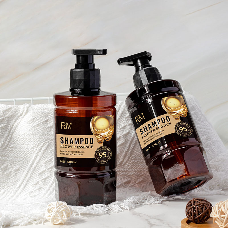 Botol Pam Petal Plastik 500ml dengan Pam Skru Botol Shampoo Hotel High untuk Pembungkusan Penjagaan Peribadi