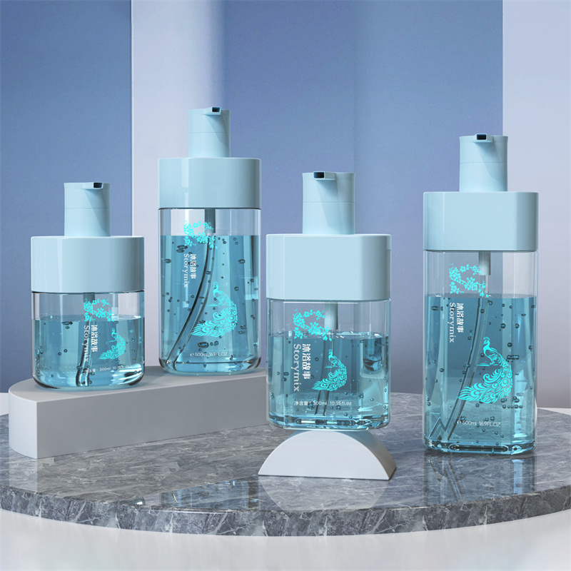 Mewah 300ml 500ml Oval Body Wash Press Lotion Pump Bottles For Dewasa Kanak -kanak Pelembap Gel Mandi Losyen Pemilikan Bubble Ciri -ciri Asid Amino