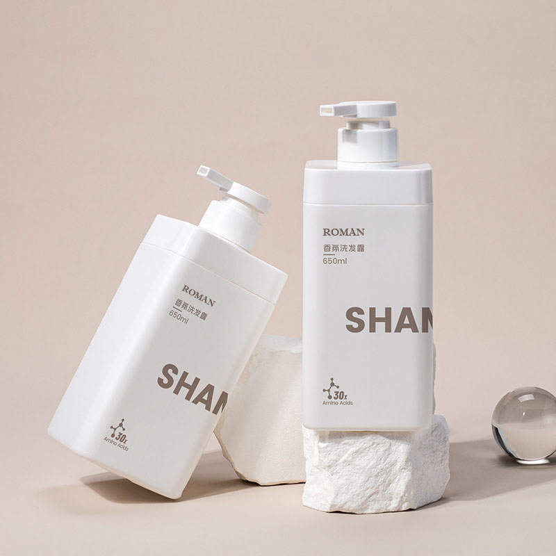 Reka bentuk baru logo peribadi matte putih 650ml persegi kosong HDPE Plastik cecair cecair botol 1L untuk gel mandi syampu Reka bentuk baru logo peribadi matte putih 650ml persegi kosong HDPE Plastik cecair cecair botol 1L untuk gel mandi syampu