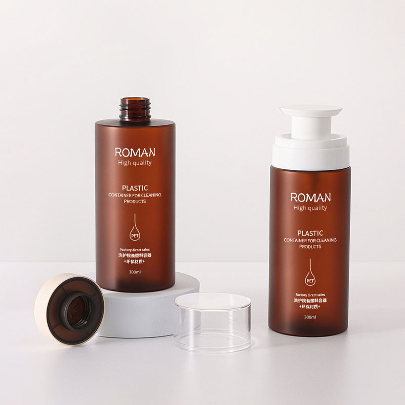 Botol plastik dengan bocor bocor pam bocor bocor besar ambar kosong silinder yang boleh diisi semula untuk minyak losyen perapi rambut syampu