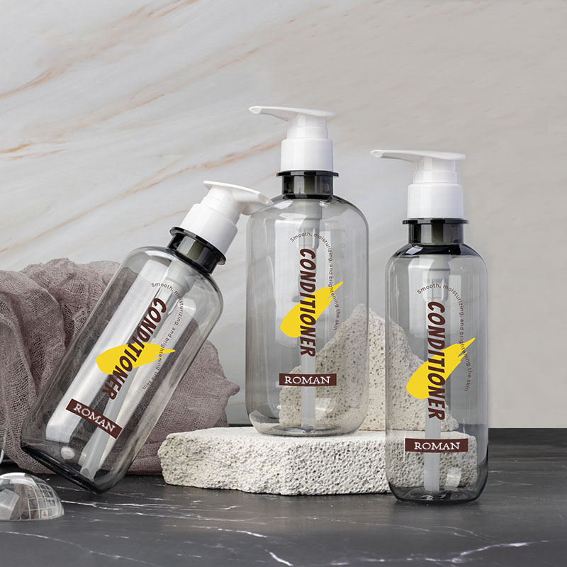 Botol losyen kosong plastik 300ml 400ml 500ml 600ml Pet Boston Round Syampu Kondisioner Botol Mandi Gel Dispenser Botol