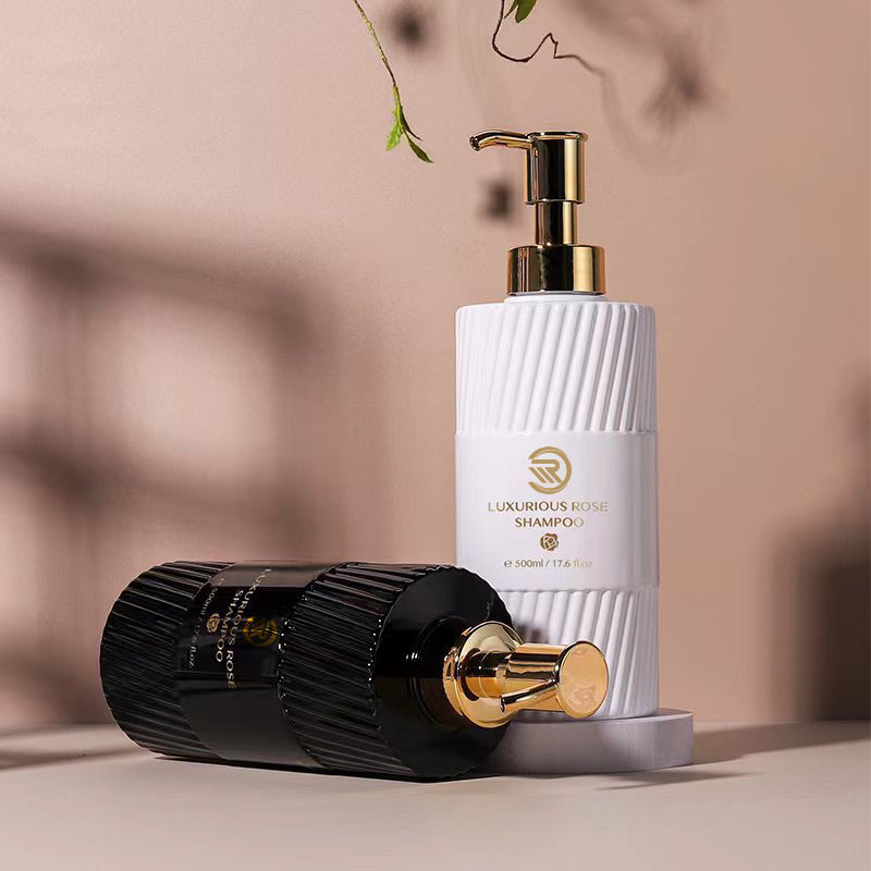 Mesra alam 500ml bahu rata syampu bas botol putih putih jalur hitam menekan pembungkusan emulsi pam plastik untuk kegunaan losyen Mesra alam 500ml bahu rata syampu bas botol putih putih jalur hitam menekan pembungkusan emulsi pam plastik untuk kegunaan losyen