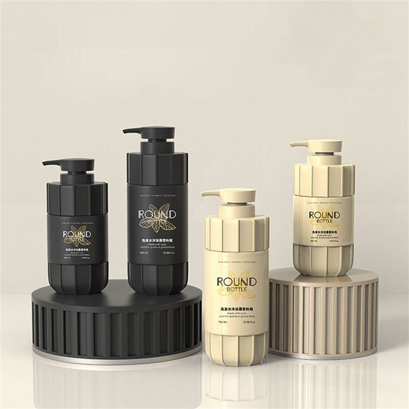 Matte hitam 550 ml 600 ml 700 ml 750ml plastik peliharaan plastik tebal dinding plastik losyen losyen botol untuk gel mandi syampu suncream bersih