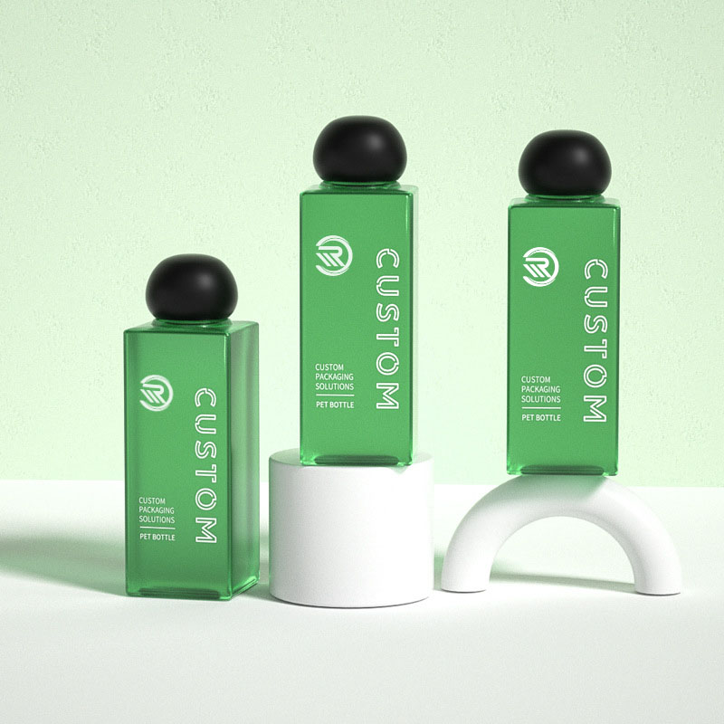 Premium plastik persegi 200ml 250ml Botol losyen kosmetik yang jelas untuk pembungkusan toner premium serum penjagaan kulit dengan topi skru berbentuk bola