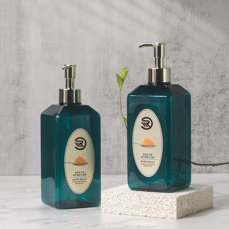 Label peribadi Pet Pet Plastic Gelap Green Skincare Moisturizer Badan Penjagaan Rambut Penjagaan Shampoo Dispensing Bottle Container 550ml