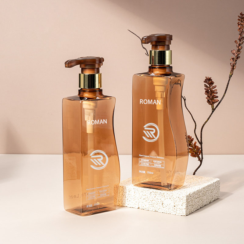 350ml 500ml 500ml Curve berbentuk keluk peliharaan plastik losyen badan kosong dengan pam untuk perapi syampu penjagaan rambut atau penggunaan krim muka