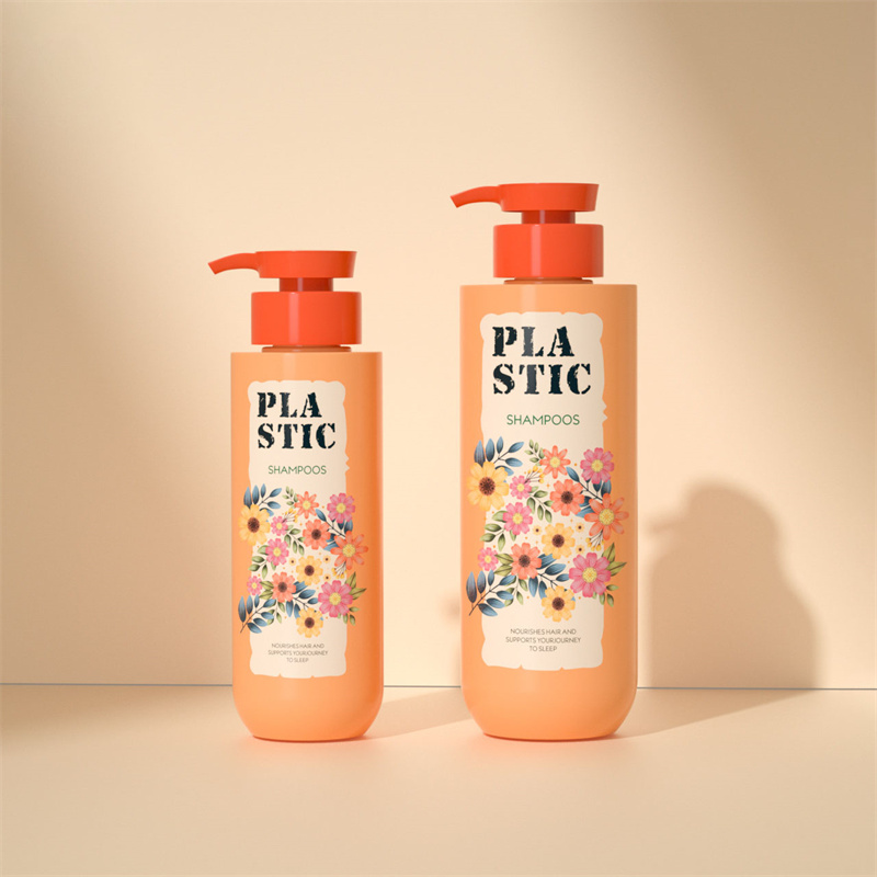 Botol Syampu dan Rambut Plastik Pam Red Pump Orange Matte Warna Pet 300ml 500ml Botol Syampu Premium dengan Pam